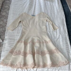 Blumarine Cream Dress with Lace Accents